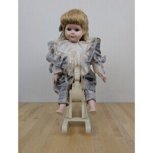 VTG 1990s "Amy With Her Rocking Horse" Porcelain Doll ABC Distributing #16770